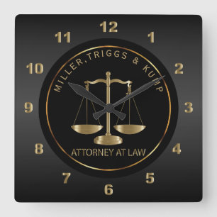 Horloge Carrée Black and Gold - Avocat de la loi