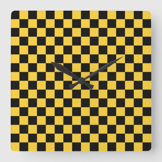 Horloge Carrée Black and gold checkerboard pattern (Recto)