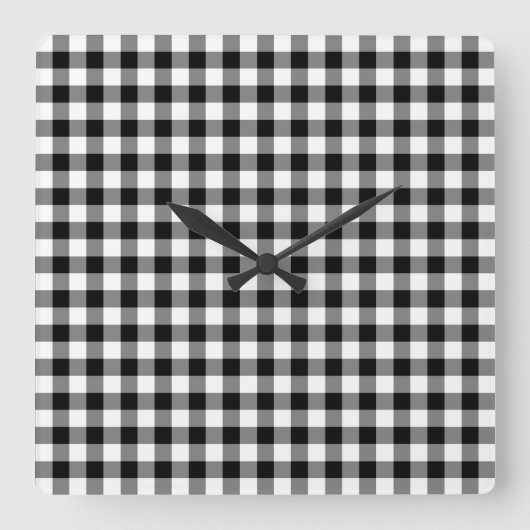 Horloge Carrée Black and white checked gingham pattern (Recto)