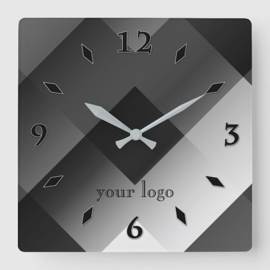 Horloge Carrée Black and white geometric personalized (Recto)