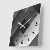 Horloge Carrée Black and white geometric personalized (Angle)