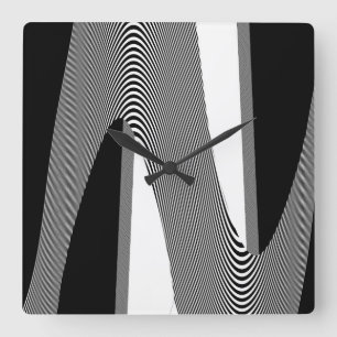 Horloge Carrée Black And White Op Art Design, Wall Clock