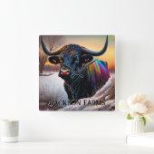 Horloge Carrée Black Angus Bull Winter (Maison)