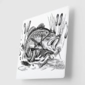 Horloge Carrée Black bass (Angle)