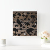 Horloge Carrée Black Bear Black Bear Paws (Maison)