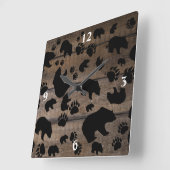 Horloge Carrée Black Bear Black Bear Paws (Angle)