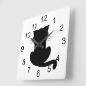 Horloge Carrée Black Cat Wall (Angle)