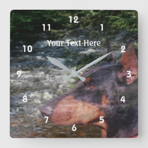 Horloge Carrée Black Doberman