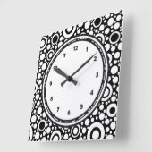 Horloge Carrée Black Dots & Circles Grid + your backgr. & (Angle)