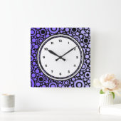 Horloge Carrée Black Dots & Circles Grid + your backgr. & (Maison)