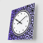 Horloge Carrée Black Dots & Circles Grid + your backgr. & (Angle)