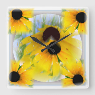 Horloge Carrée Black Eyed Susans Wall Clock