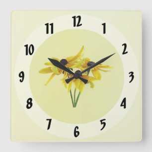 Horloge Carrée Black Eyed Susans with Curly Petals