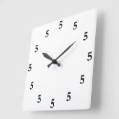 Horloge Carrée Black Five o'Clock Somewhere on White (Angle)