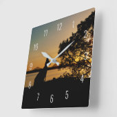 Horloge Carrée Black & Gold Sunset Australia Kangaroo Outline (Angle)