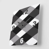 Horloge Carrée Black/Gray/White Plaid Pattern (Angle)