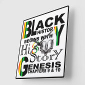 Horloge Carrée Black History Clock (Angle)