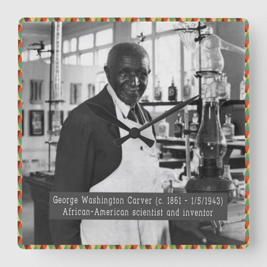 Horloge Carrée Black History Clock : George Washington Carver (Recto)