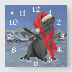 Horloge Carrée Black Labrador Retriever Noël