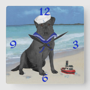 Horloge Carrée Black Labrador Retriever Sailor