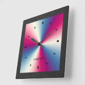 Horloge Carrée Black Leather & Shiny Metallic Stainless Steel (Angle)