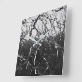 Horloge Carrée Black & Marbre blanc Moderne Glam tendance (Angle)