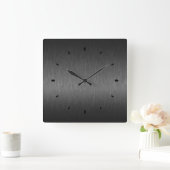 Horloge Carrée Black métallc design brushed aluminum look (Maison)