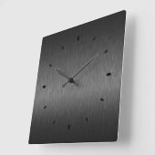 Horloge Carrée Black métallc design brushed aluminum look (Angle)