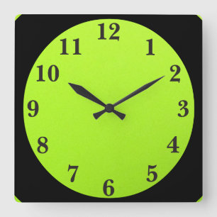 Horloge Carrée Black On Lime Green