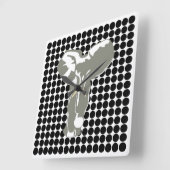 Horloge Carrée Black Safari point avec Pop Art Elephant (Angle)