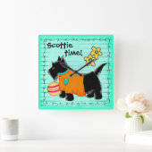 Horloge Carrée Black Scottie Terrier Dog (Maison)