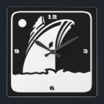 Horloge Carrée Black Ship Cruise - Retro Style Wall Clock<br><div class="desc">Add a glimpse of nautical retro style.</div>