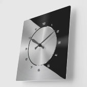 Horloge Carrée Black & Silver Modern Metallic Geometric design 2 (Angle)