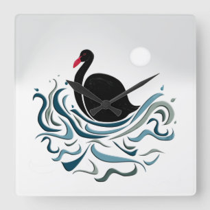 Horloge Carrée Black Swan