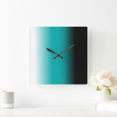 Horloge Carrée Black Teal White ombre (Maison)