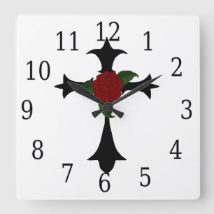 Horloge Carrée Black Tribal Cross Square