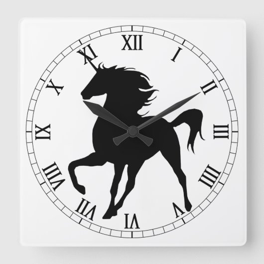 Horloge Carrée Black Unicorn Silhouette (Recto)