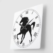 Horloge Carrée Black Unicorn Silhouette (Angle)