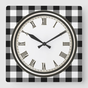 Horloge Carrée Black White Country