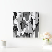 Horloge Carrée Black White Gray Camouflage (Maison)