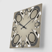 Horloge Carrée Black White Gray Sepia art Deco Wall Clock (Angle)