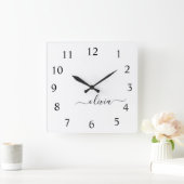 Horloge Carrée Black White Script monogram Girly (Maison)