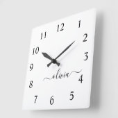 Horloge Carrée Black White Script monogram Girly (Angle)
