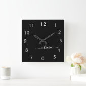 Horloge Carrée Black White Script monogram Girly (Maison)