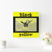 Horloge Carrée black & yellow clock (Maison)