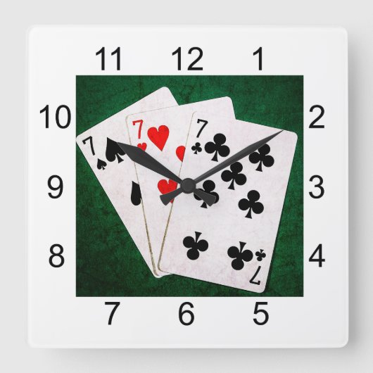 Horloge Carrée Blackjack 21 - Seven, Seven, Seven (Recto)