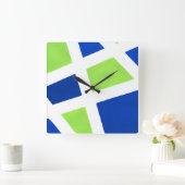 Horloge Carrée 'Blanc bleu Geometric de chaux (Maison)