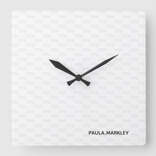 Horloge Carrée Blanc clair gris moderne Monogramme Motif simple (Recto)
