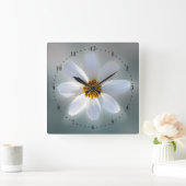 Horloge Carrée Blanc dans les tons bleus (Maison)