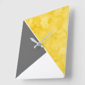 Horloge Carrée Blanc jaune moderne (Angle)